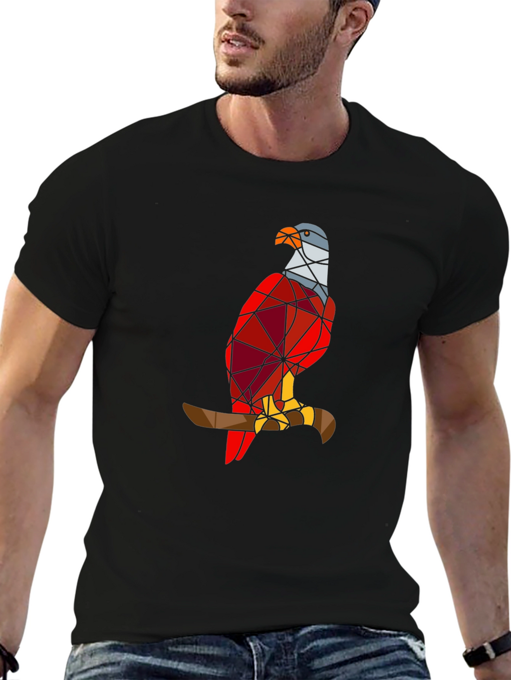 Geometric Eagle Graphic Tee - Stylish Bird Design T-Shirt