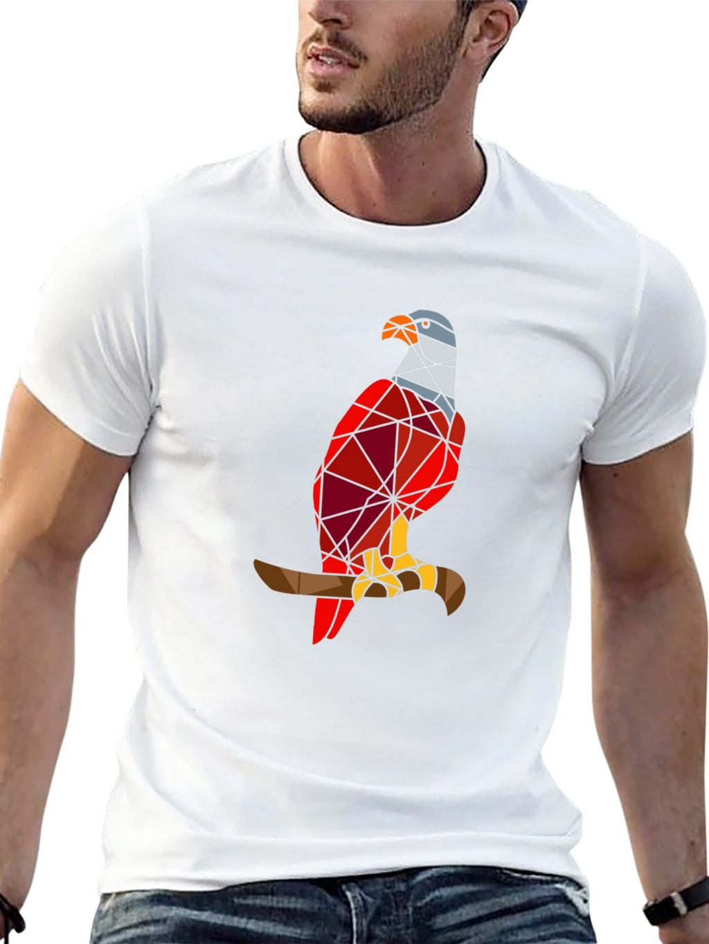 Geometric Eagle Graphic Tee - Stylish Bird Design T-Shirt