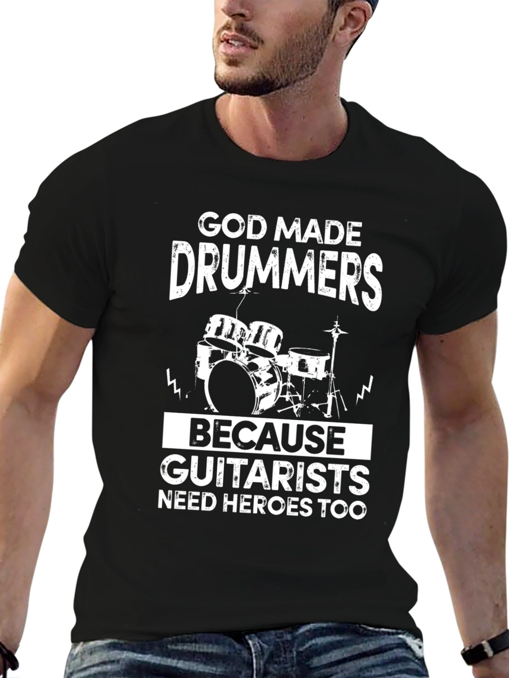 God Made Drummers T-Shirt Funny Musician Tee