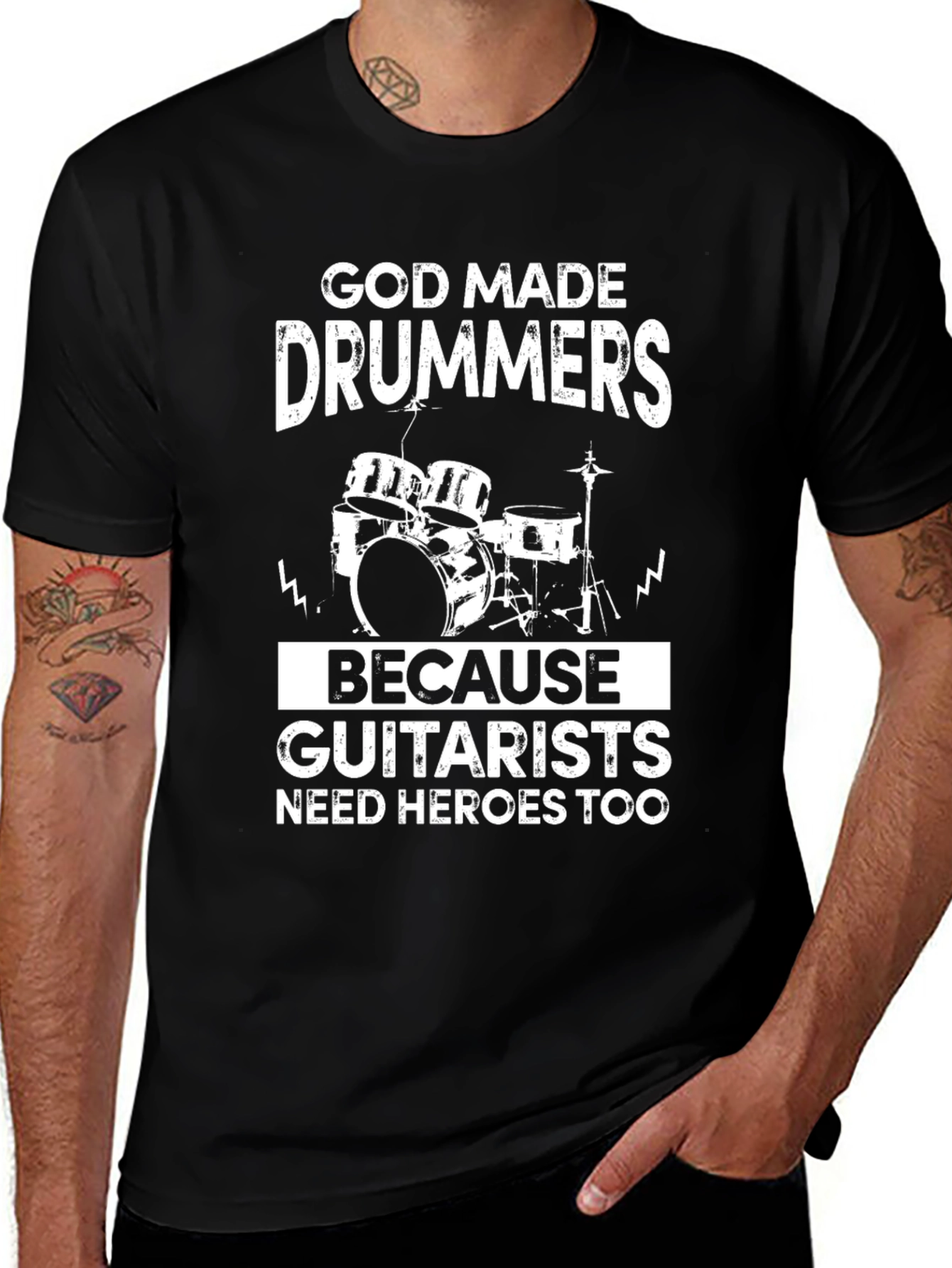 God Made Drummers T-Shirt Funny Musician Tee