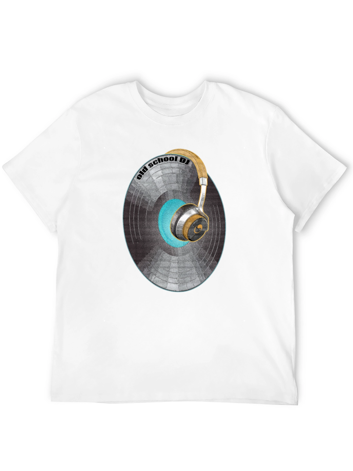 Old School DJ Graphic T-Shirt - Vintage Vinyl & Headphones Design