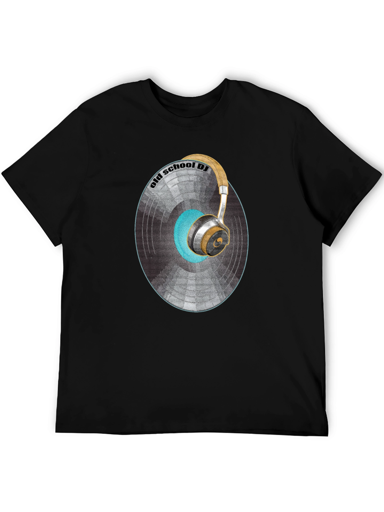 Old School DJ Graphic T-Shirt - Vintage Vinyl & Headphones Design