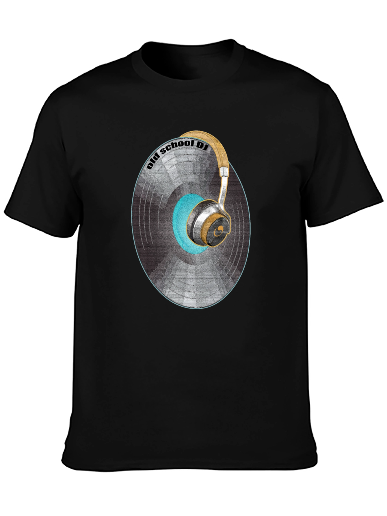 Old School DJ Graphic T-Shirt - Vintage Vinyl & Headphones Design