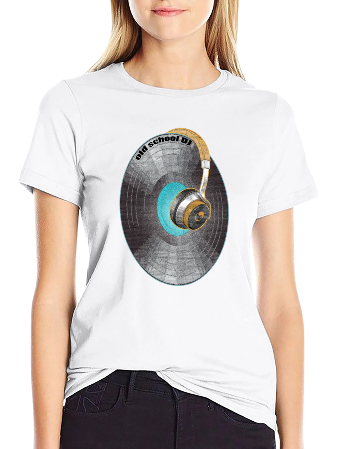 Old School DJ Graphic T-Shirt - Vintage Vinyl & Headphones Design