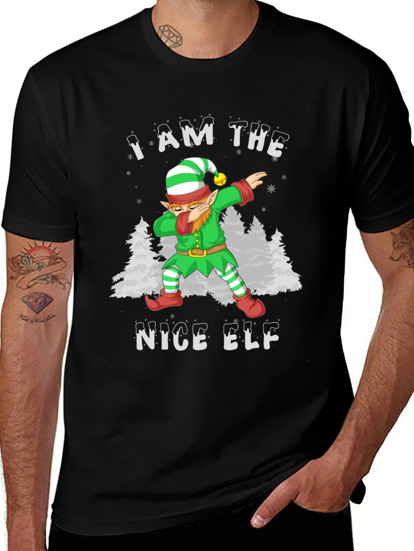 Nice Elf Dabbing Christmas T-Shirt - Holiday Apparel