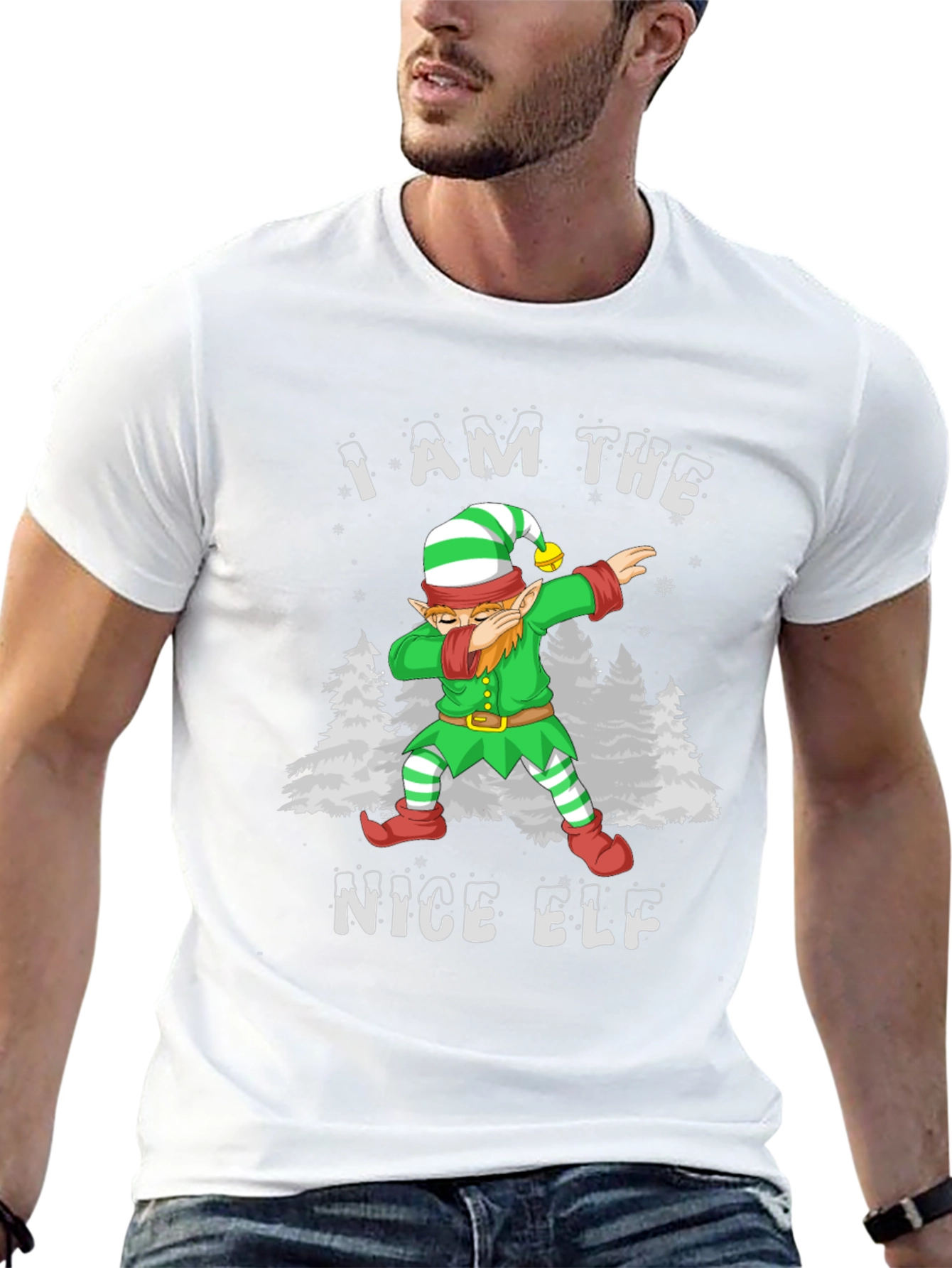 Nice Elf Dabbing Christmas T-Shirt - Holiday Apparel
