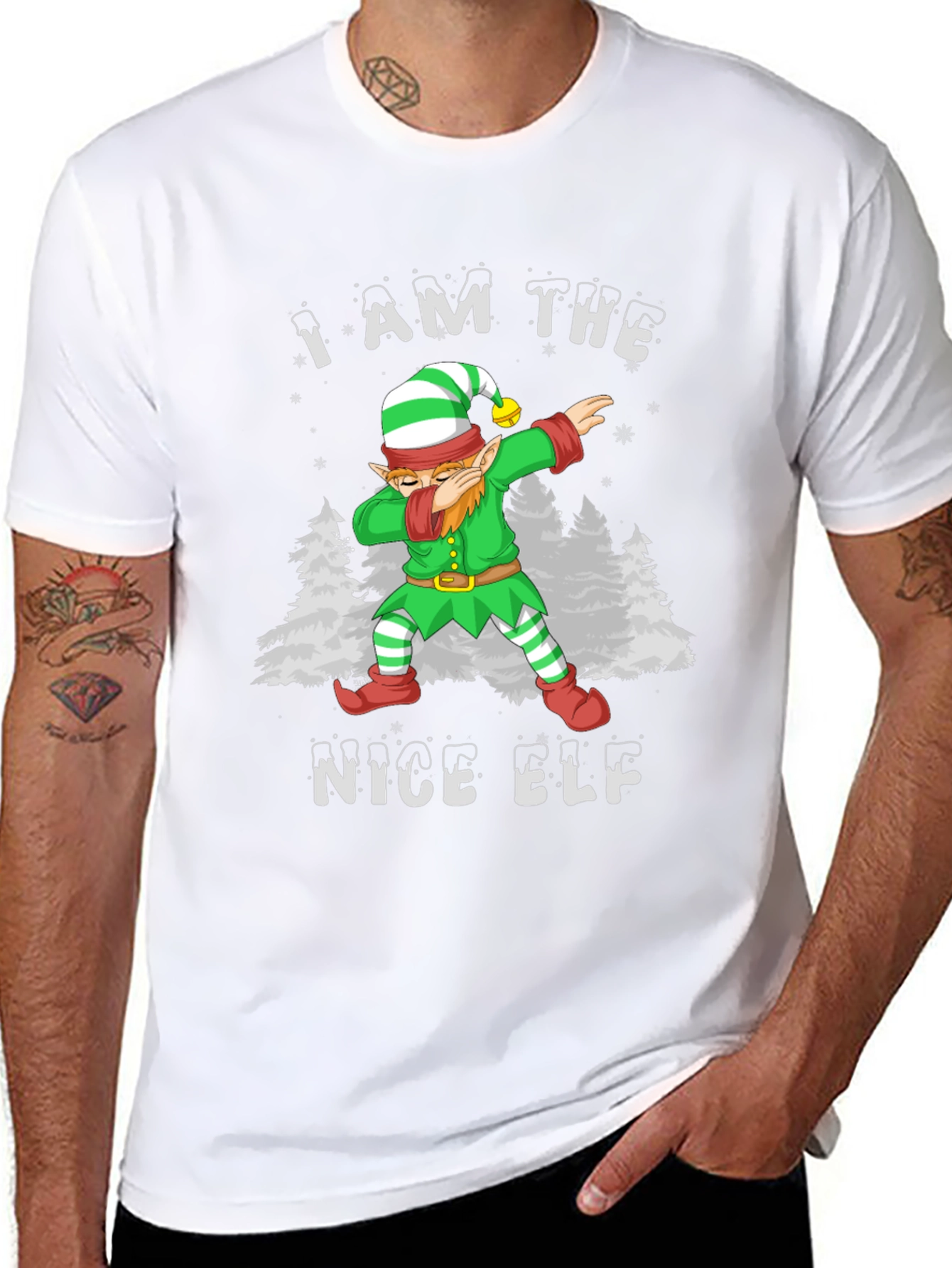 Nice Elf Dabbing Christmas T-Shirt - Holiday Apparel
