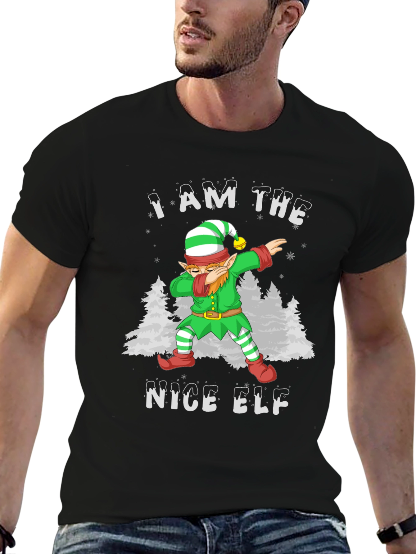 Nice Elf Dabbing Christmas T-Shirt - Holiday Apparel