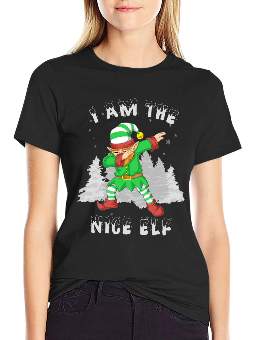 Nice Elf Dabbing Christmas T-Shirt - Holiday Apparel