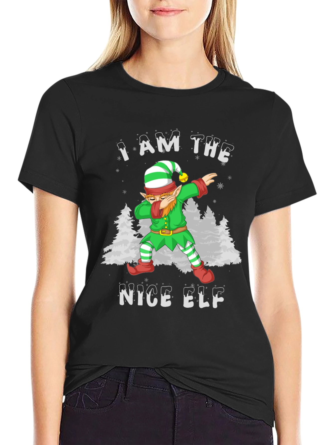 Nice Elf Dabbing Christmas T-Shirt - Holiday Apparel