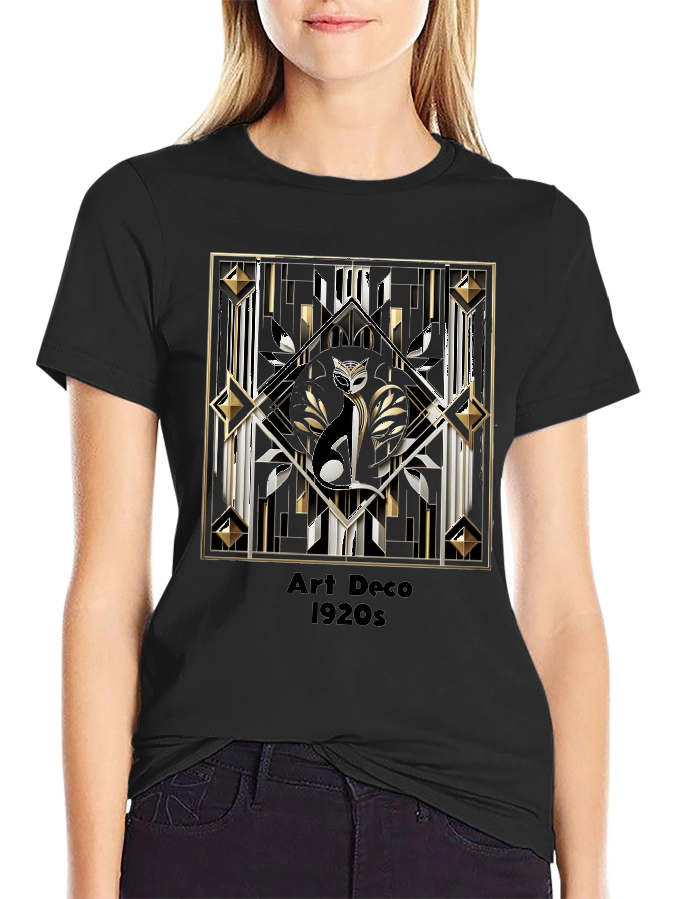Art Deco Cat T-Shirt 1920s Style