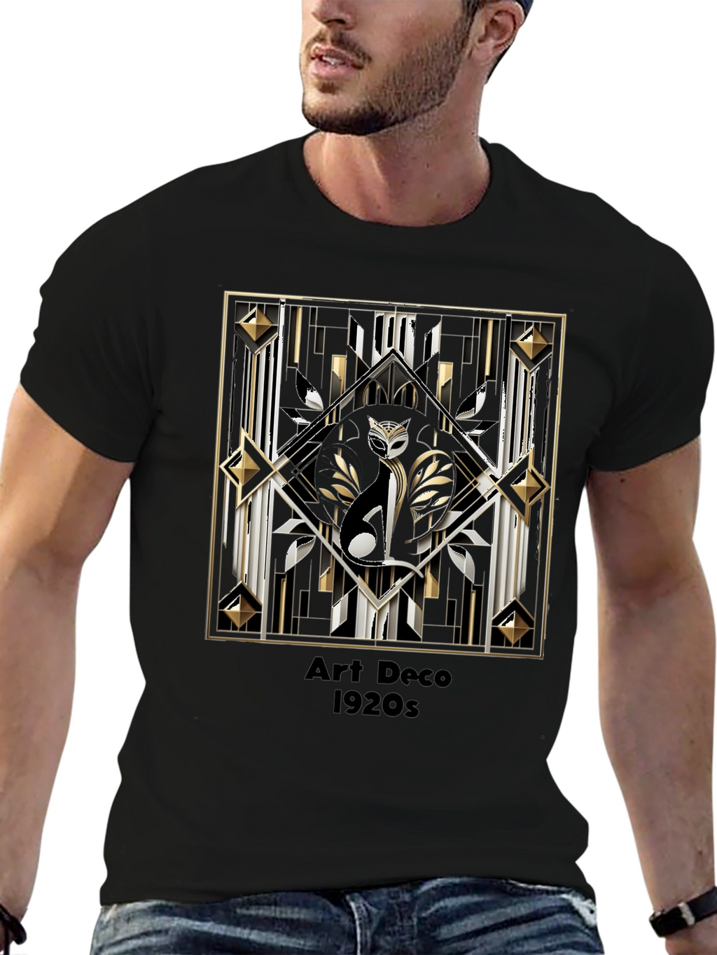 Art Deco Cat T-Shirt 1920s Style