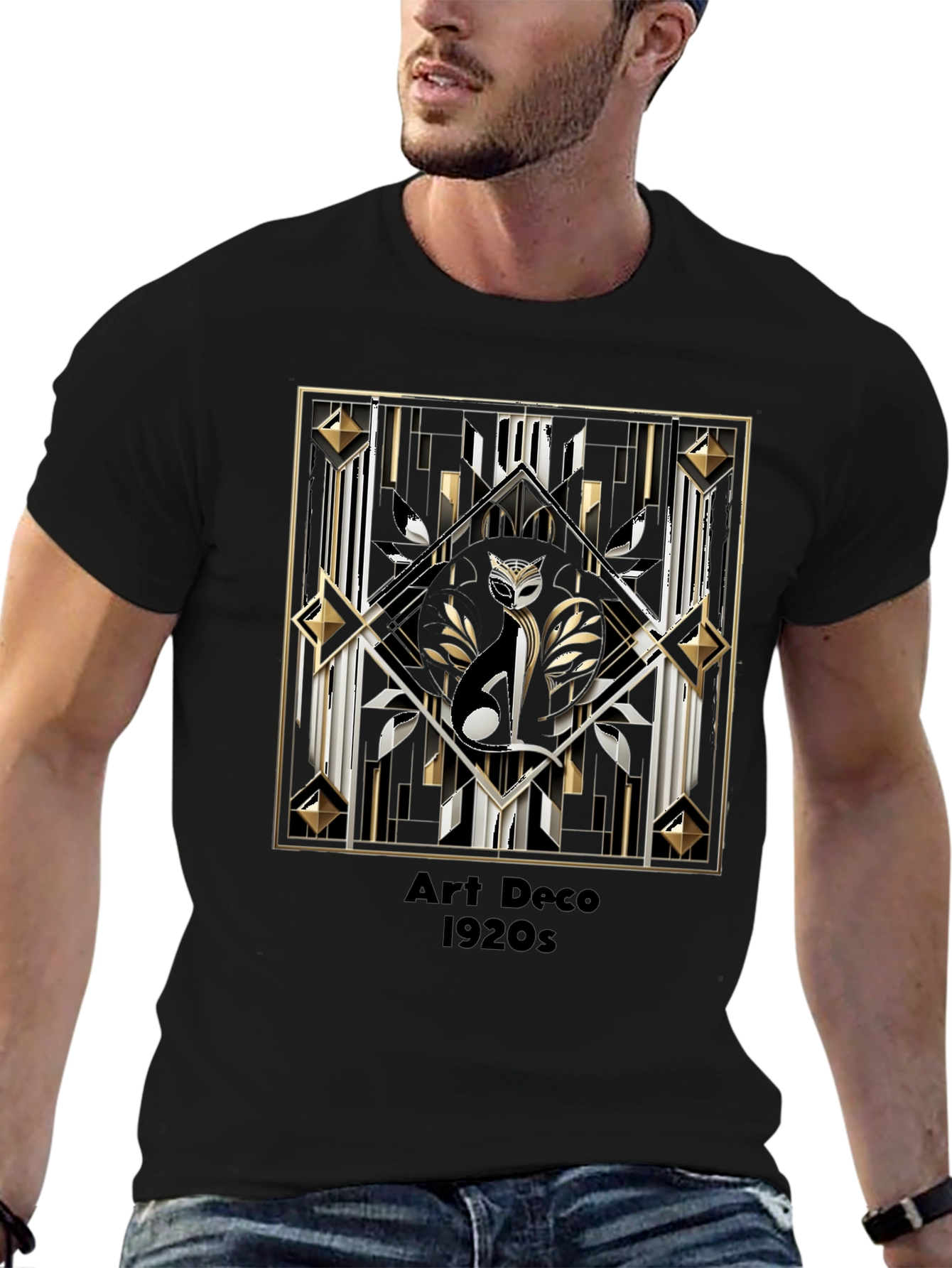 Art Deco Cat T-Shirt 1920s Style