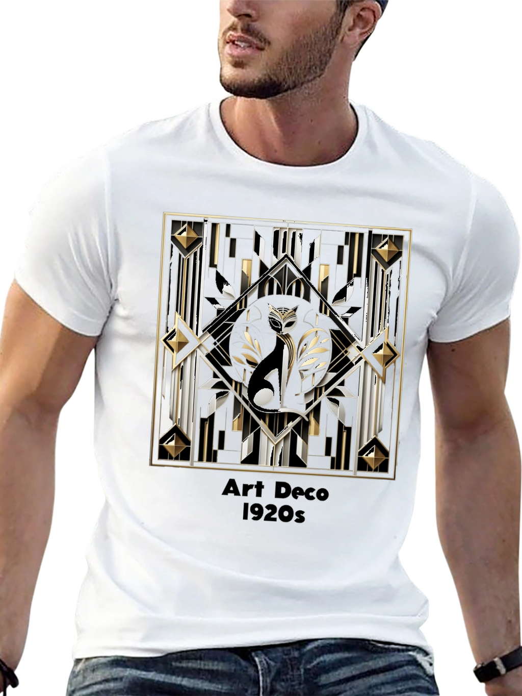 Art Deco Cat T-Shirt 1920s Style