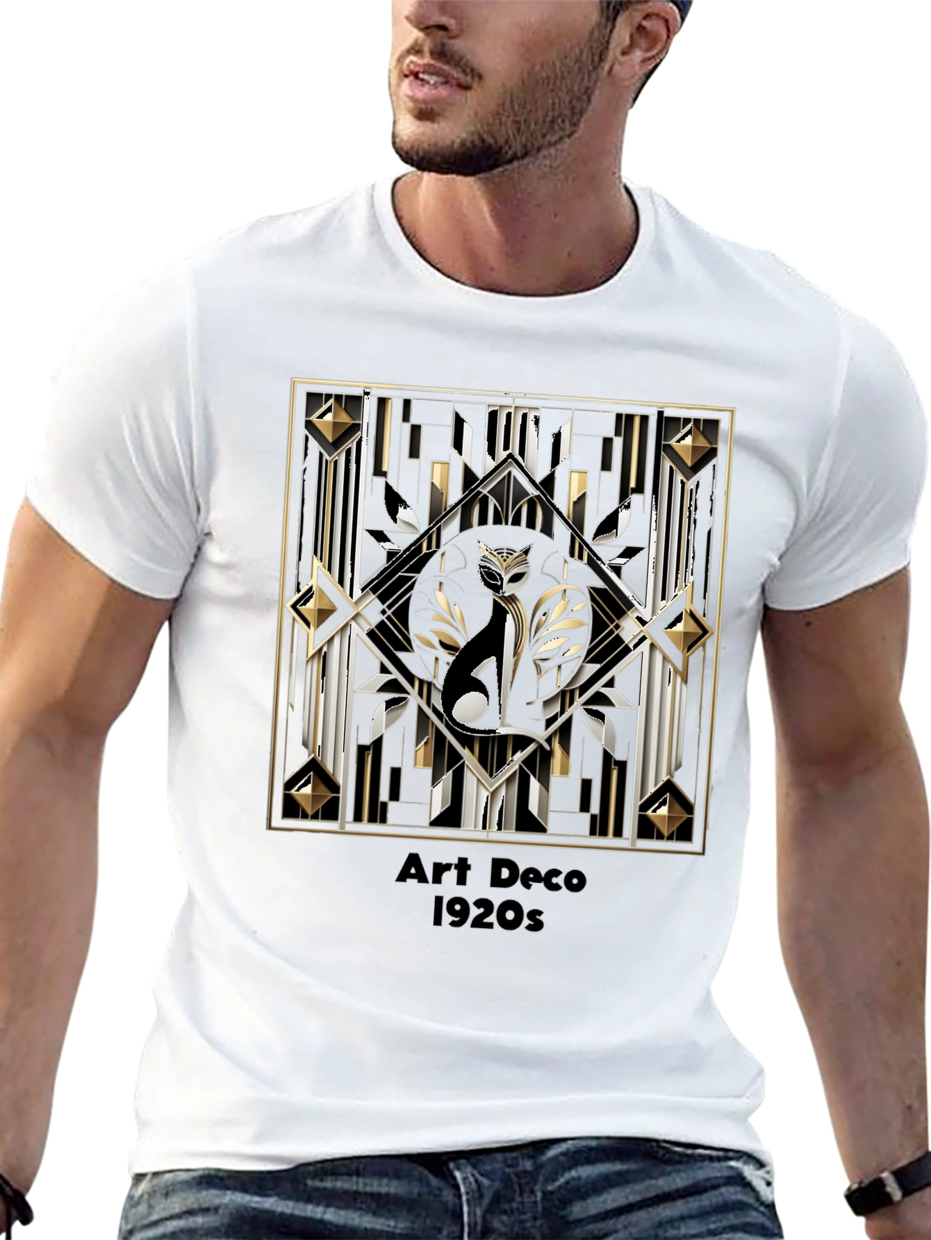 Art Deco Cat T-Shirt 1920s Style