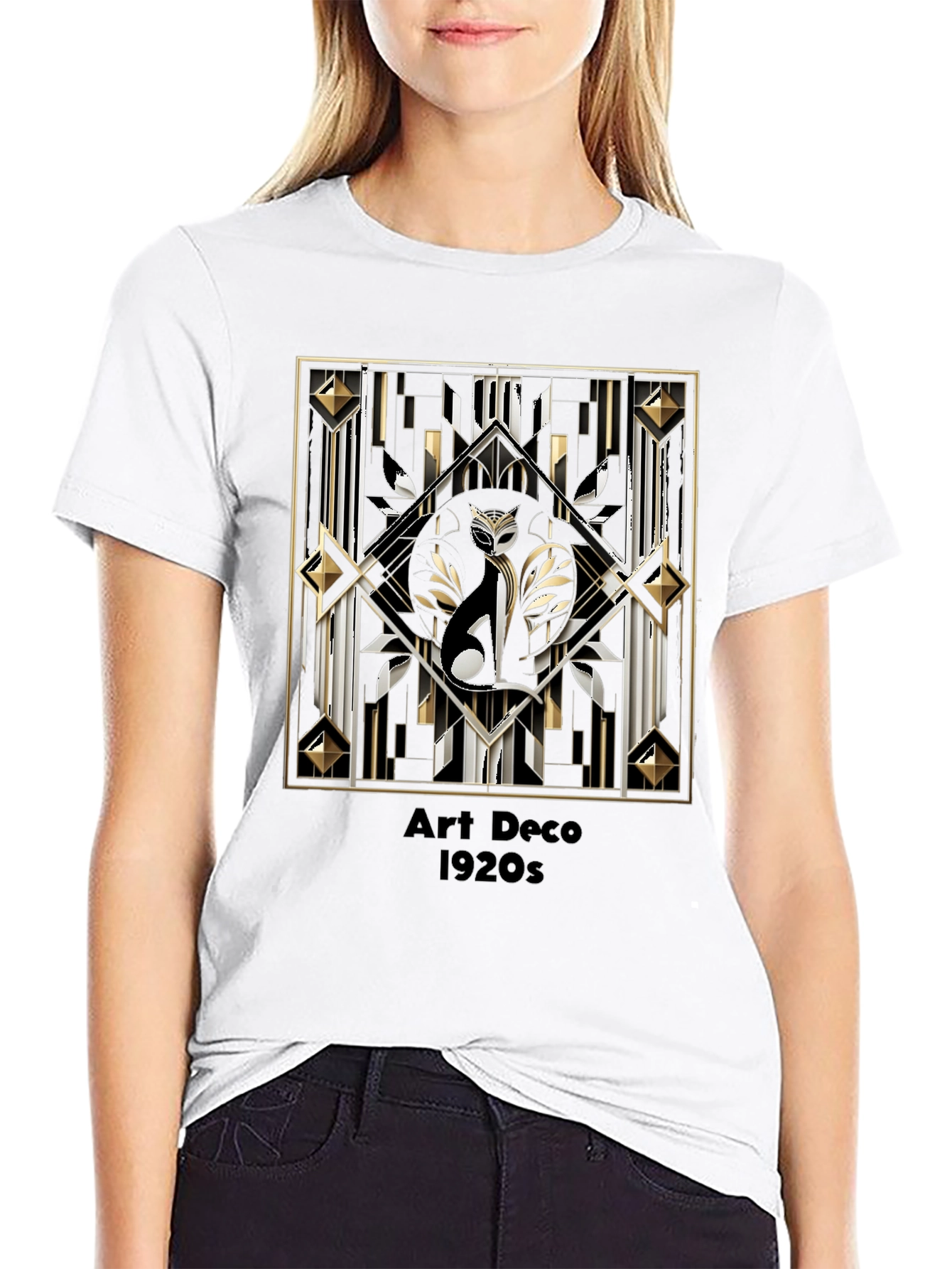 Art Deco Cat T-Shirt 1920s Style
