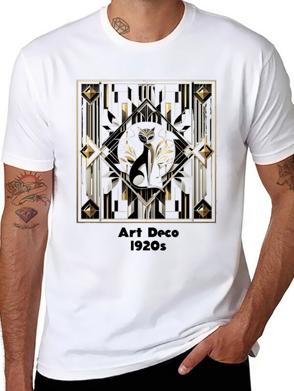 Art Deco Cat T-Shirt 1920s Style