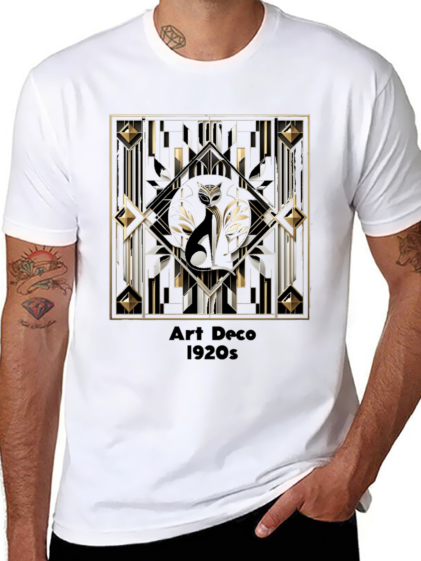 Art Deco Cat T-Shirt 1920s Style