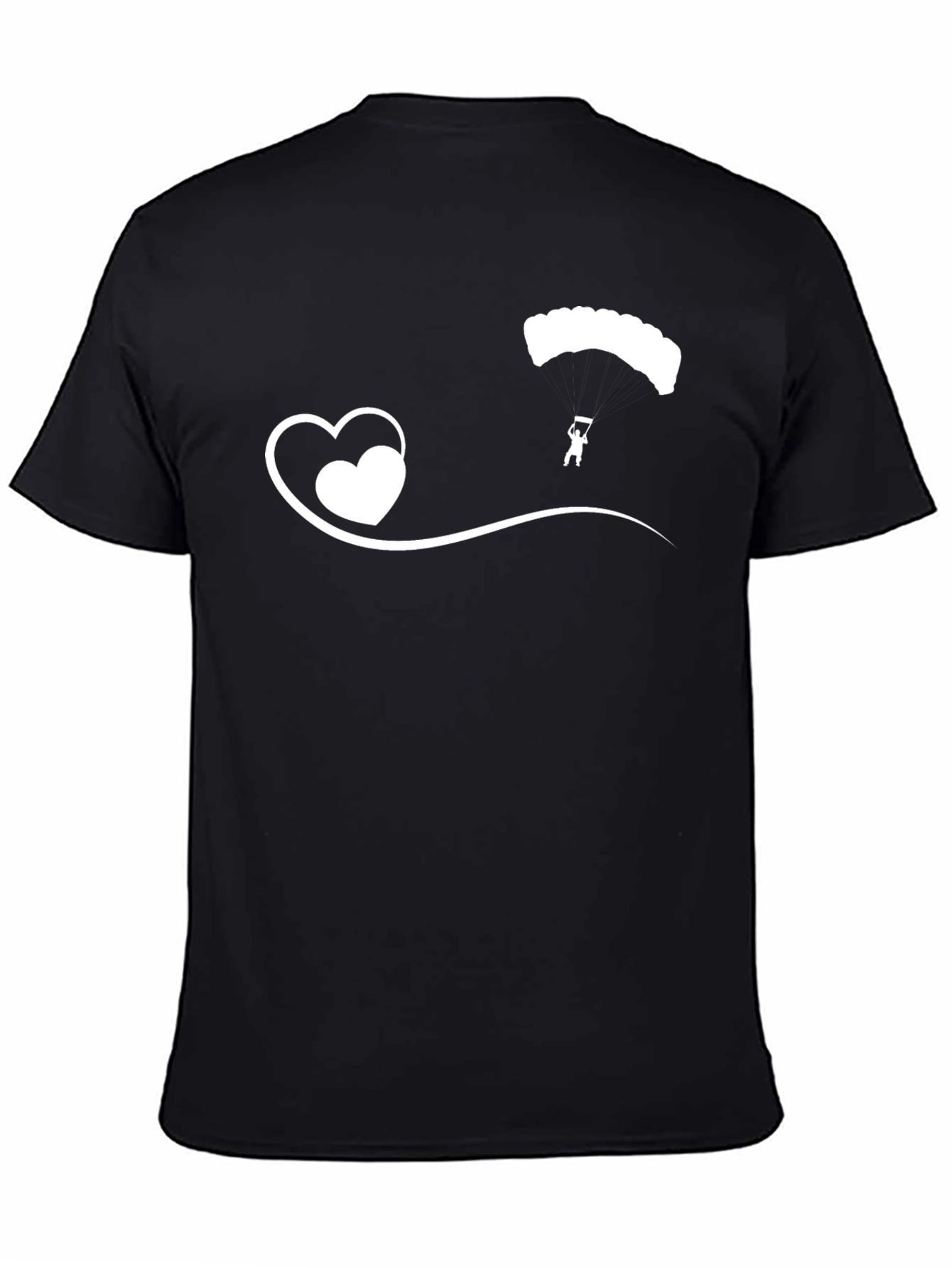 Skydiver Heart Tee - Black Cotton Casual T-Shirt