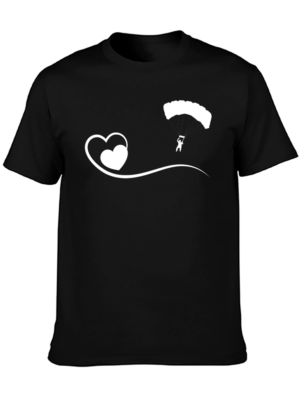 Skydiver Heart Tee - Black Cotton Casual T-Shirt
