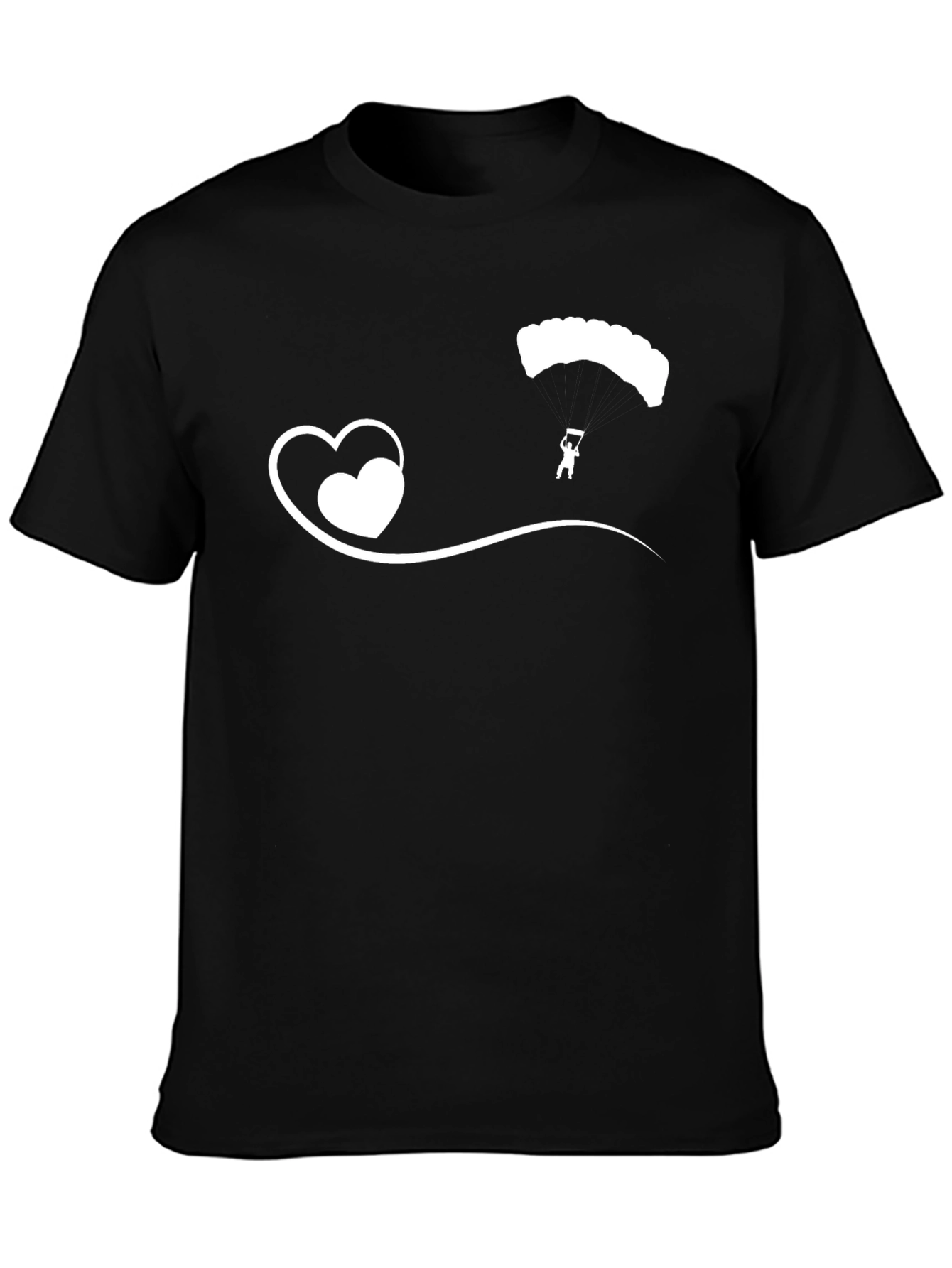Skydiver Heart Tee - Black Cotton Casual T-Shirt
