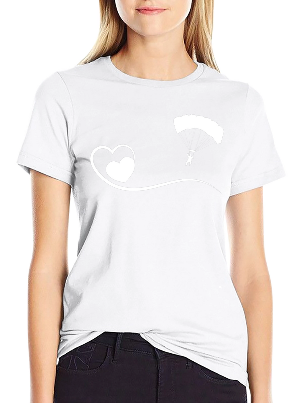 Skydiver Heart Tee - Black Cotton Casual T-Shirt