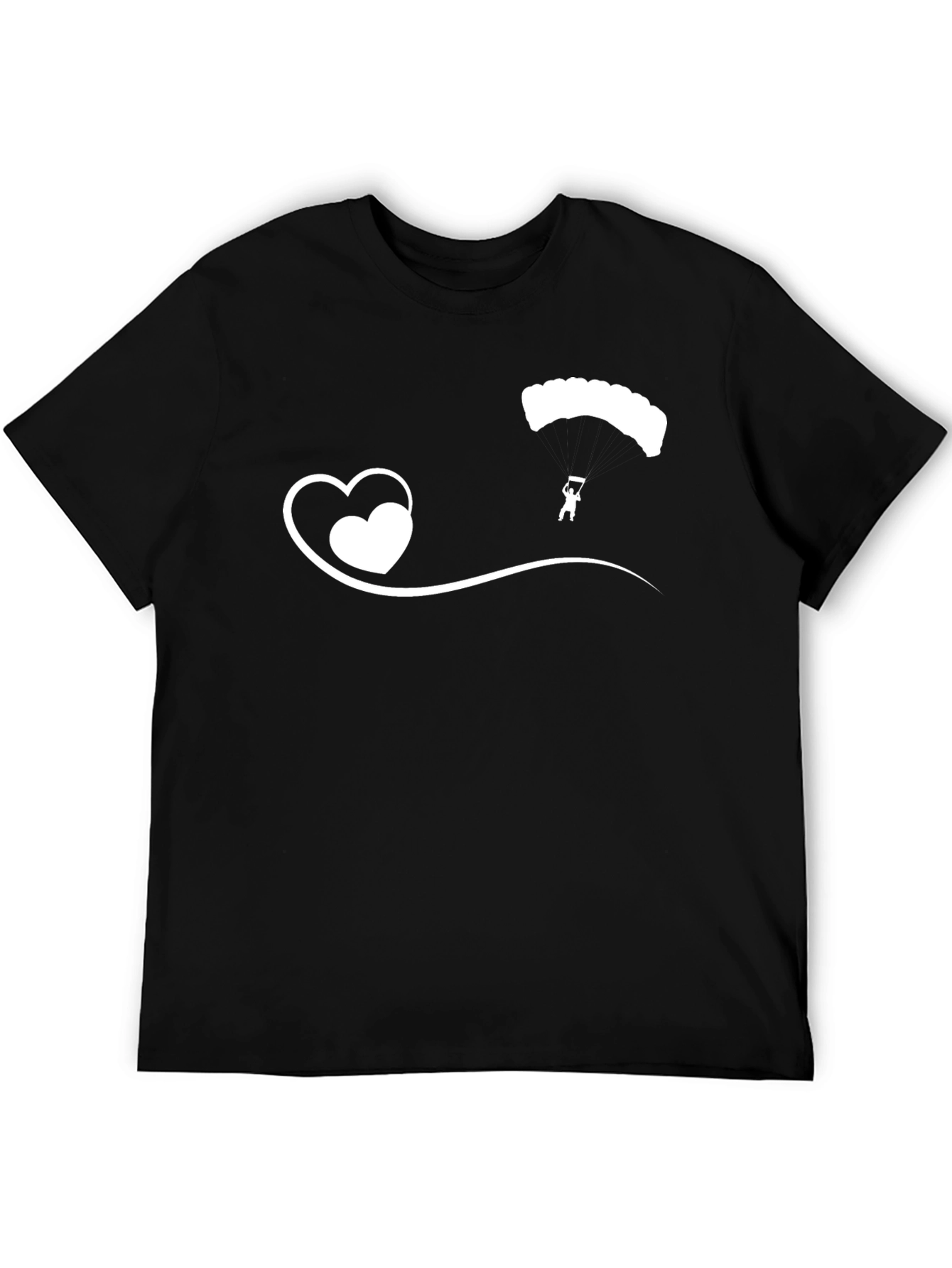 Skydiver Heart Tee - Black Cotton Casual T-Shirt