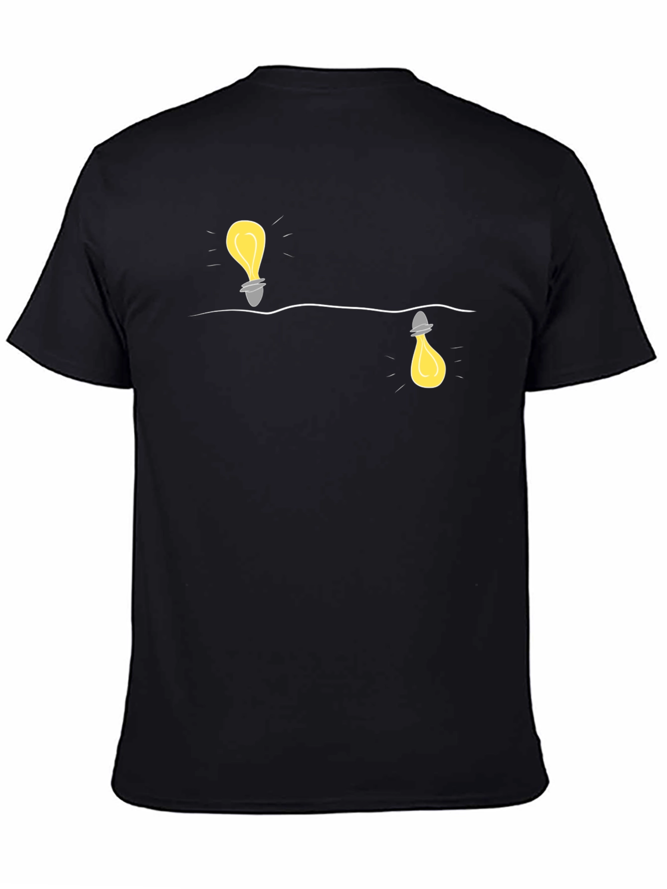 Novelty Lightbulb Design Black T-Shirt
