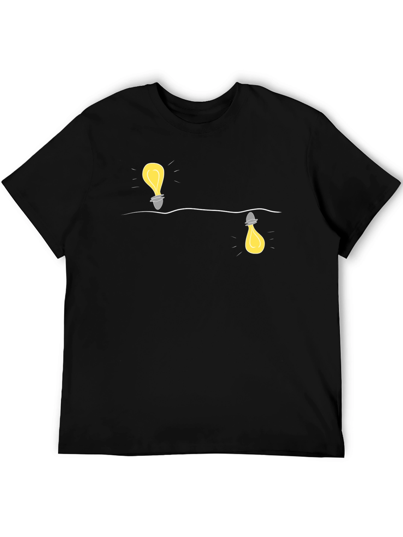 Novelty Lightbulb Design Black T-Shirt