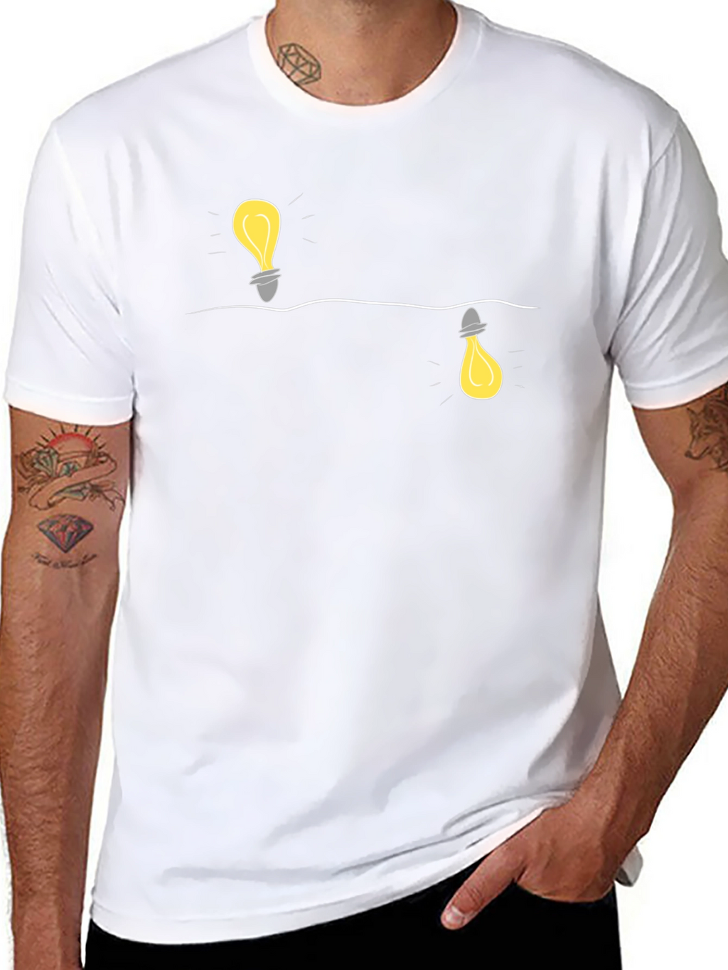 Novelty Lightbulb Design Black T-Shirt