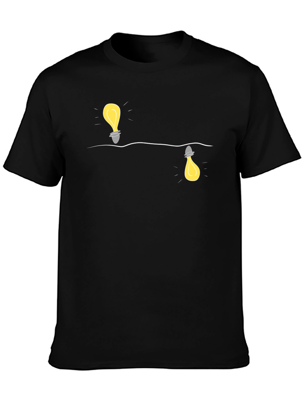 Novelty Lightbulb Design Black T-Shirt