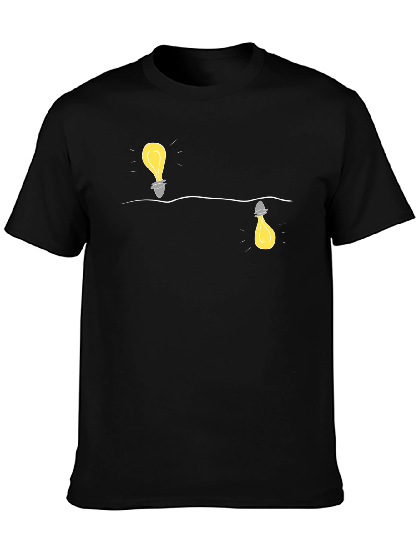 Novelty Lightbulb Design Black T-Shirt