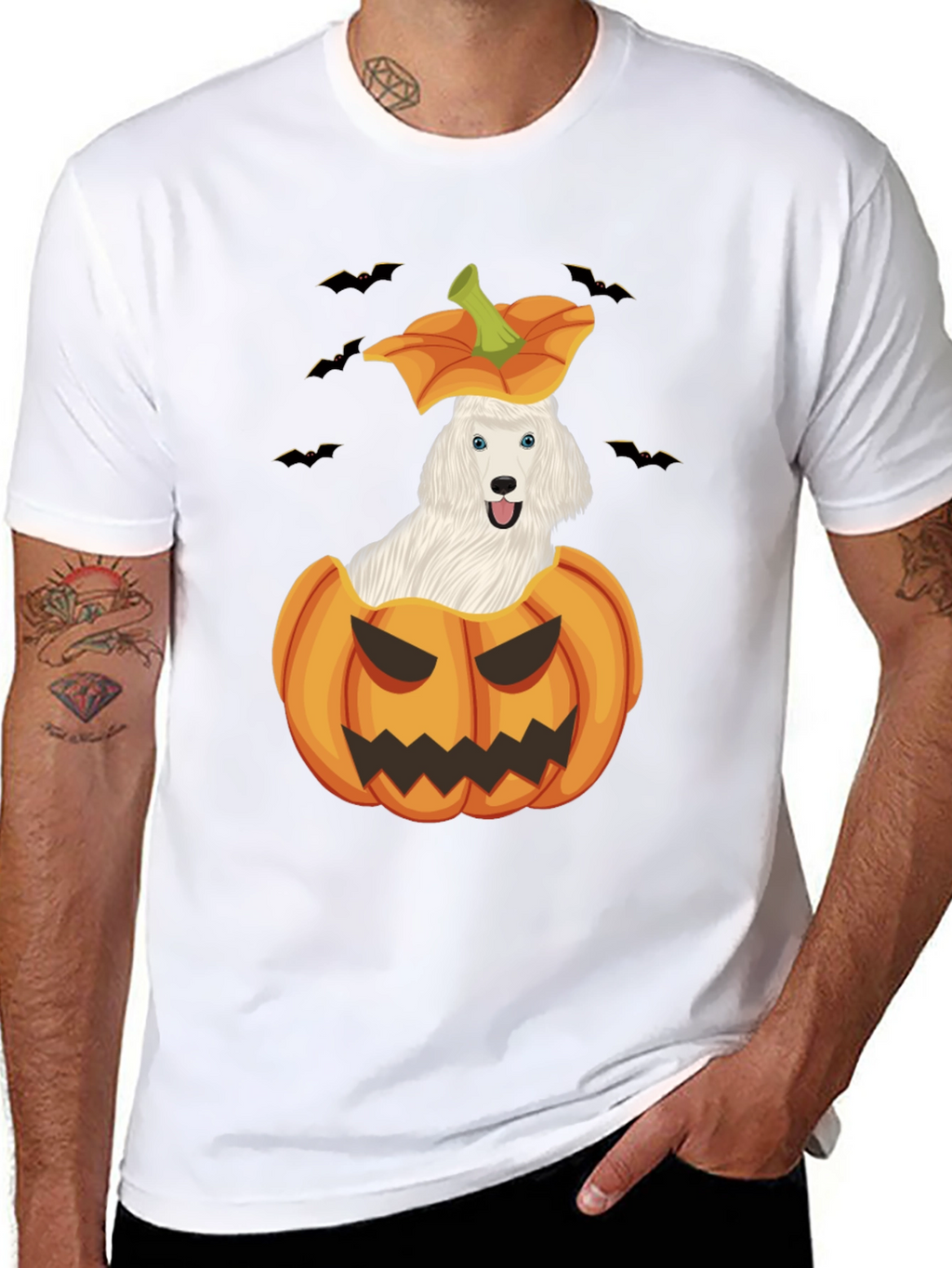 Halloween Dog in Pumpkin T-Shirt