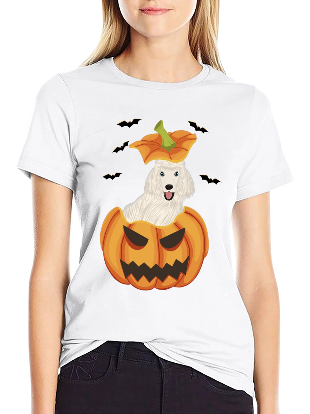 Halloween Dog in Pumpkin T-Shirt