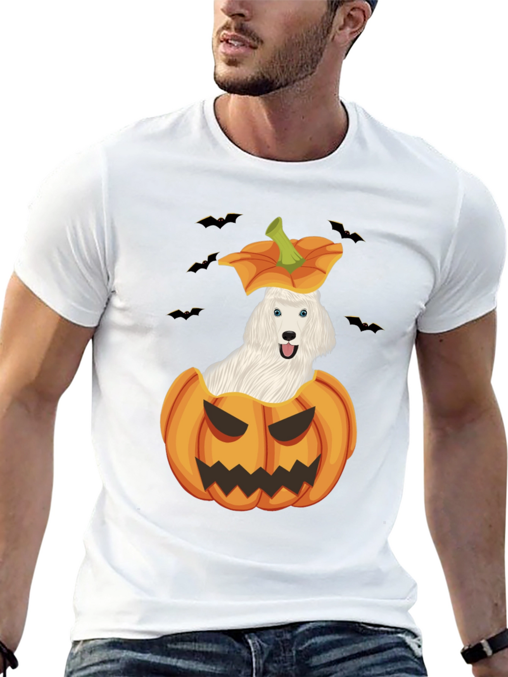 Halloween Dog in Pumpkin T-Shirt