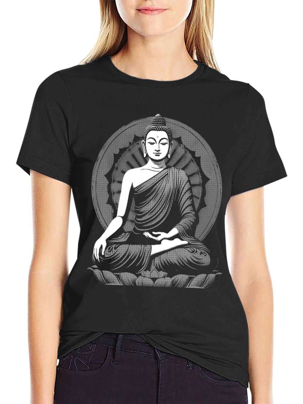 Buddha Graphic Black T-Shirt - Meditative Style