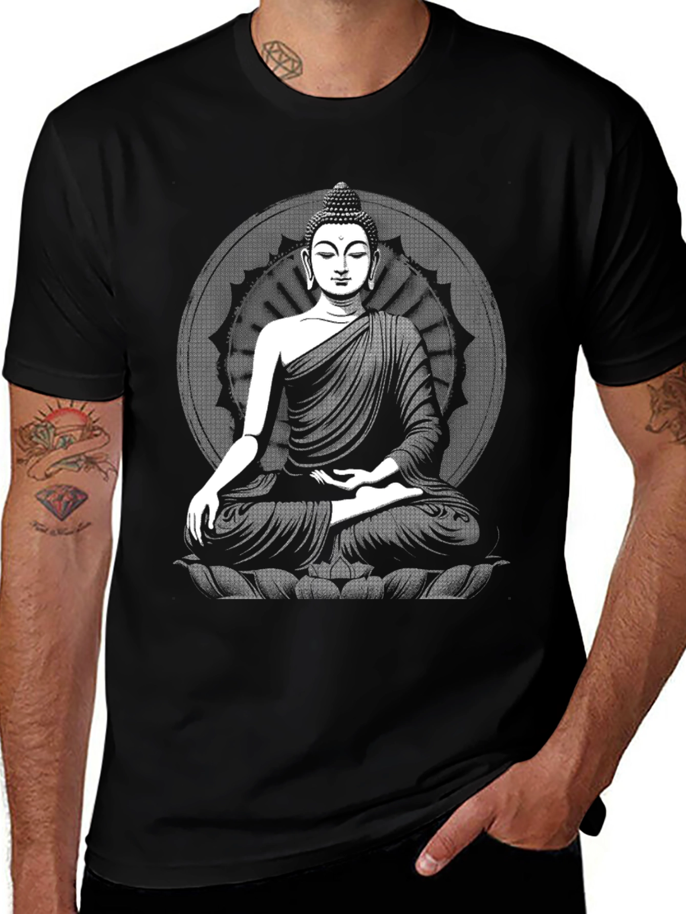 Buddha Graphic Black T-Shirt - Meditative Style