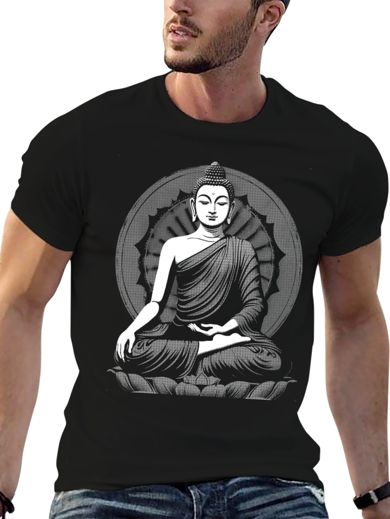 Buddha Graphic Black T-Shirt - Meditative Style