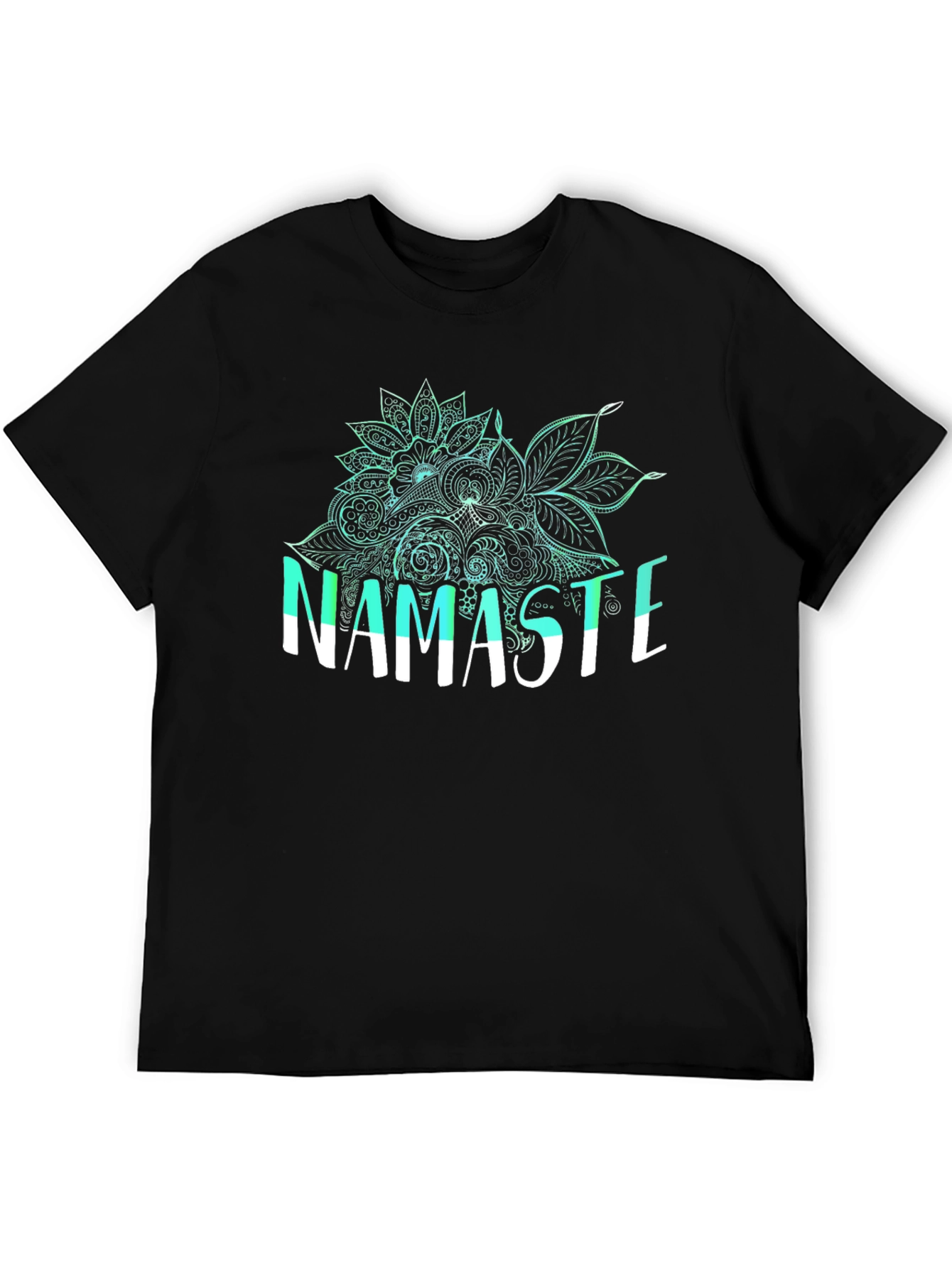 Namaste Floral Graphic Tee - Black Cotton Blend Shirt