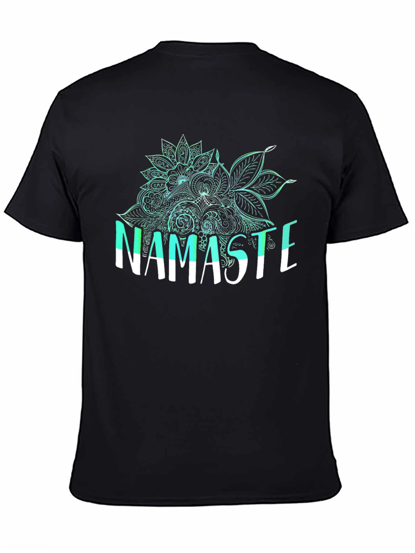 Namaste Floral Graphic Tee - Black Cotton Blend Shirt