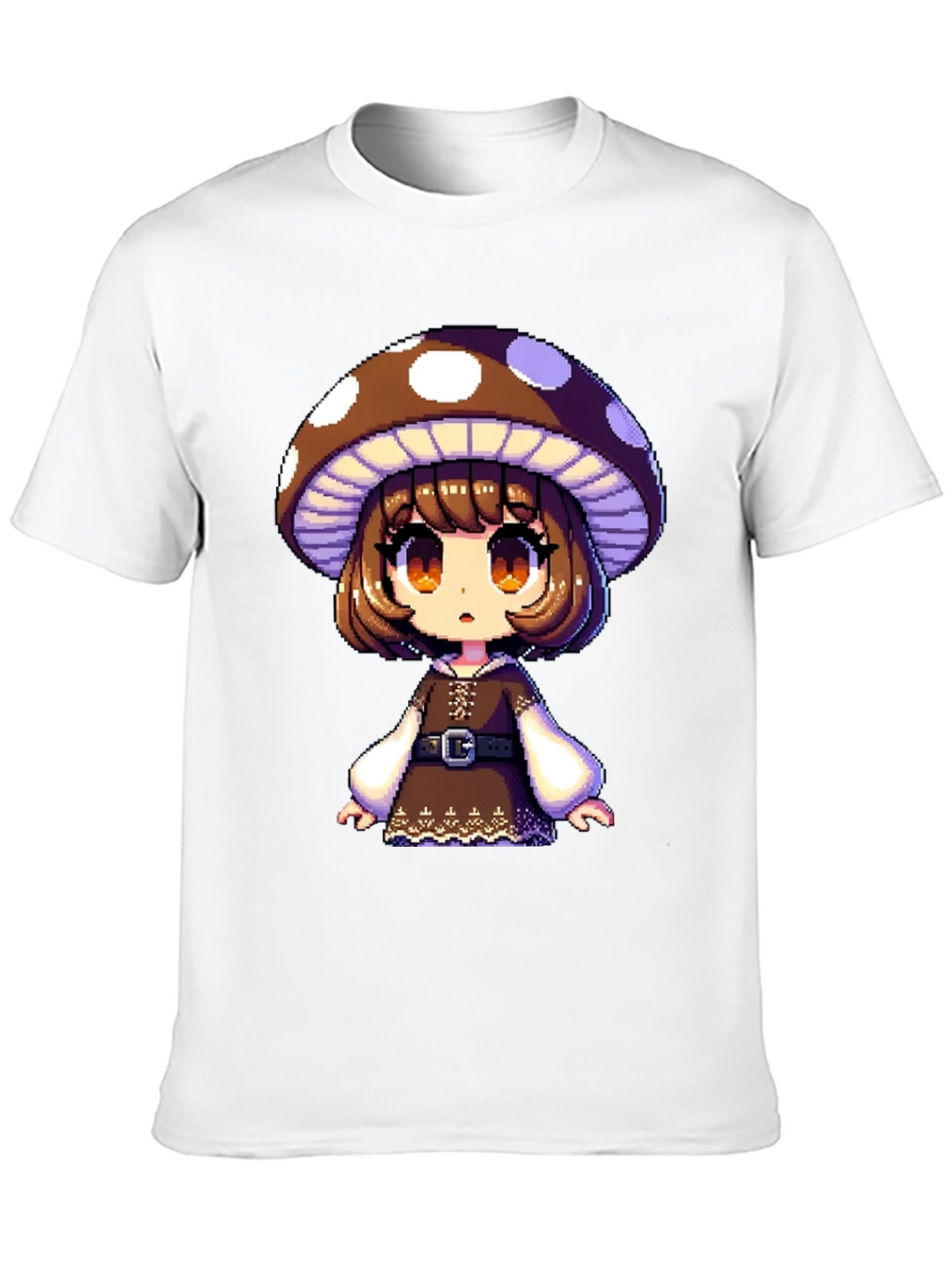 Mushroom Girl Graphic Tee - Black Cotton Blend