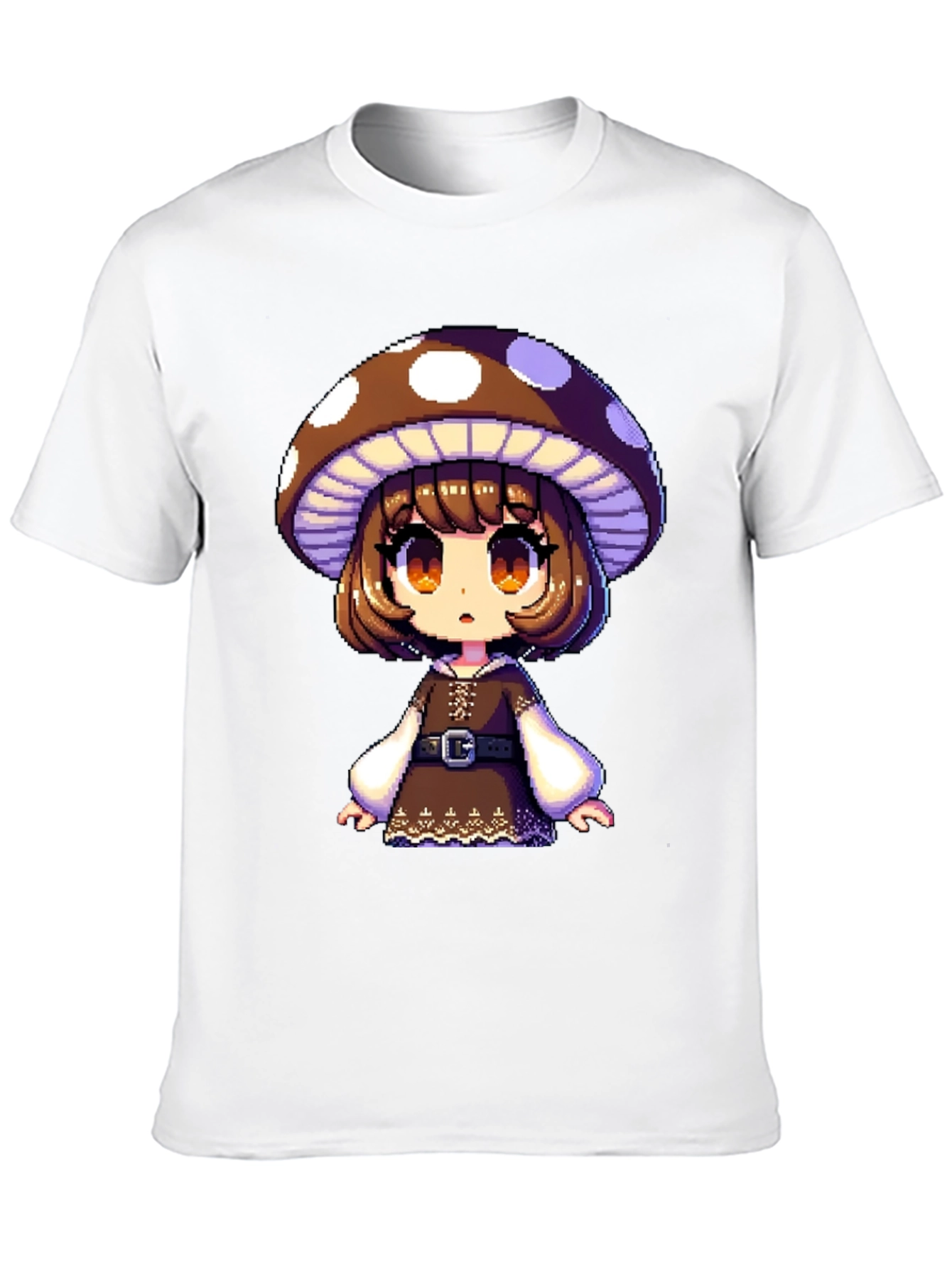 Mushroom Girl Graphic Tee - Black Cotton Blend