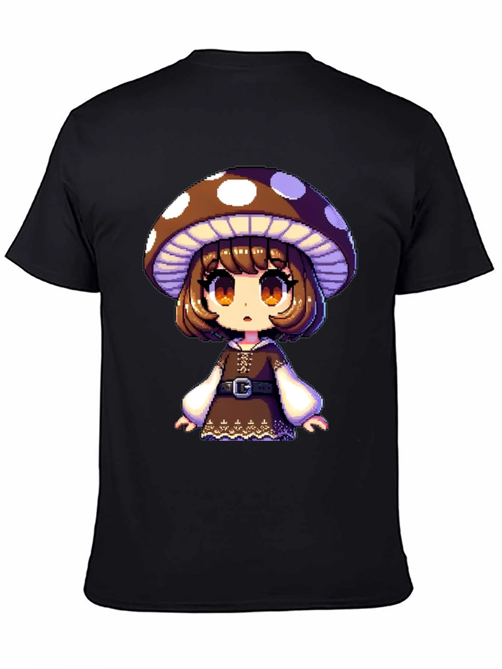 Mushroom Girl Graphic Tee - Black Cotton Blend