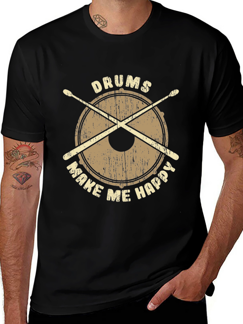 Drums Make Me Happy T-Shirt - Percussionist Apparel