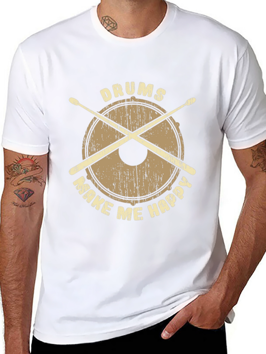 Drums Make Me Happy T-Shirt - Percussionist Apparel
