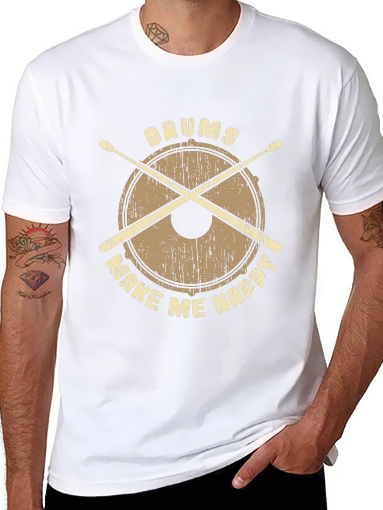Drums Make Me Happy T-Shirt - Percussionist Apparel