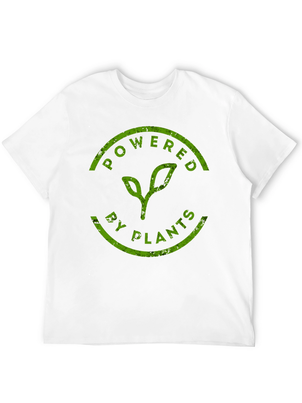 Powered By Plants T-Shirt - Green Print Black Tee