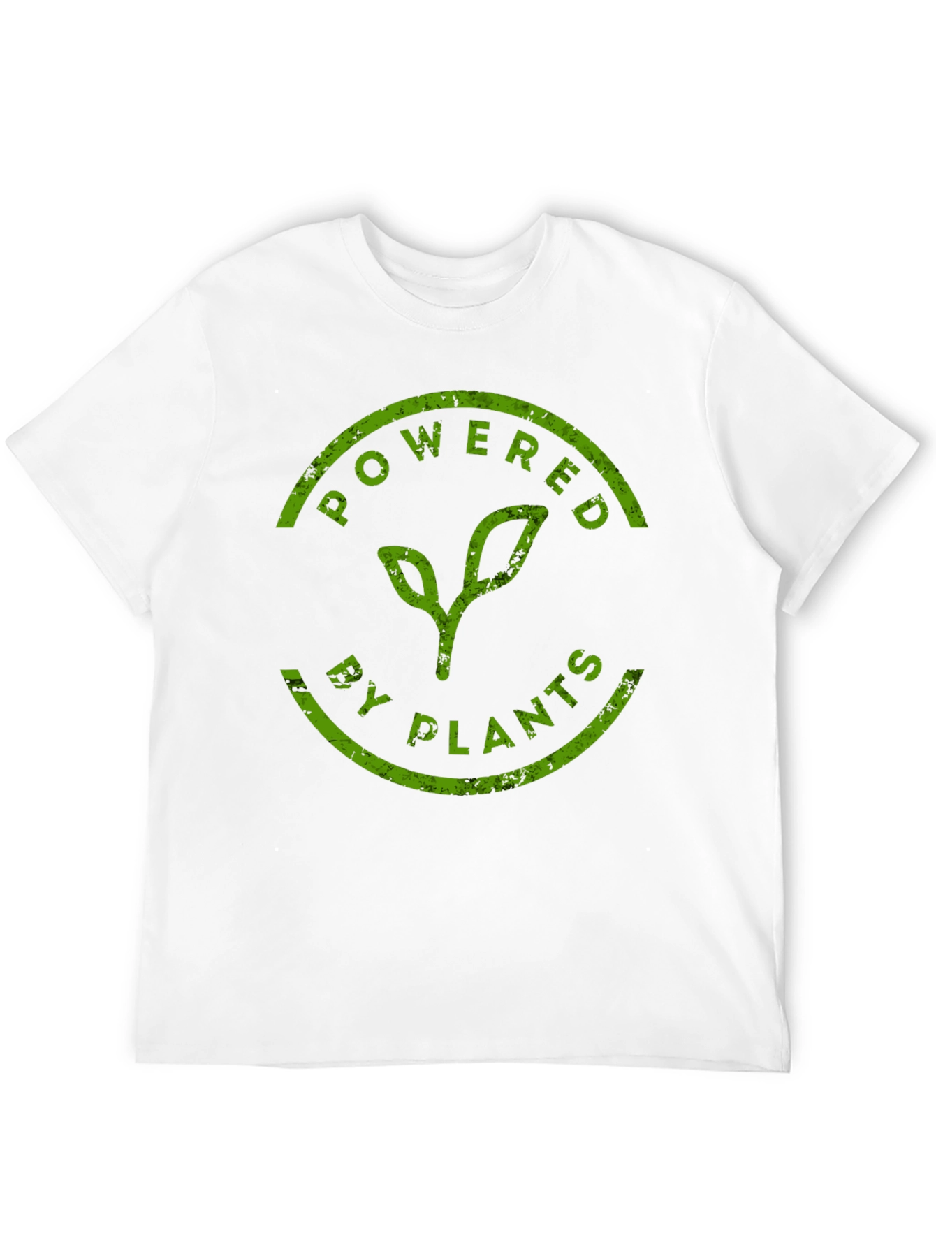 Powered By Plants T-Shirt - Green Print Black Tee