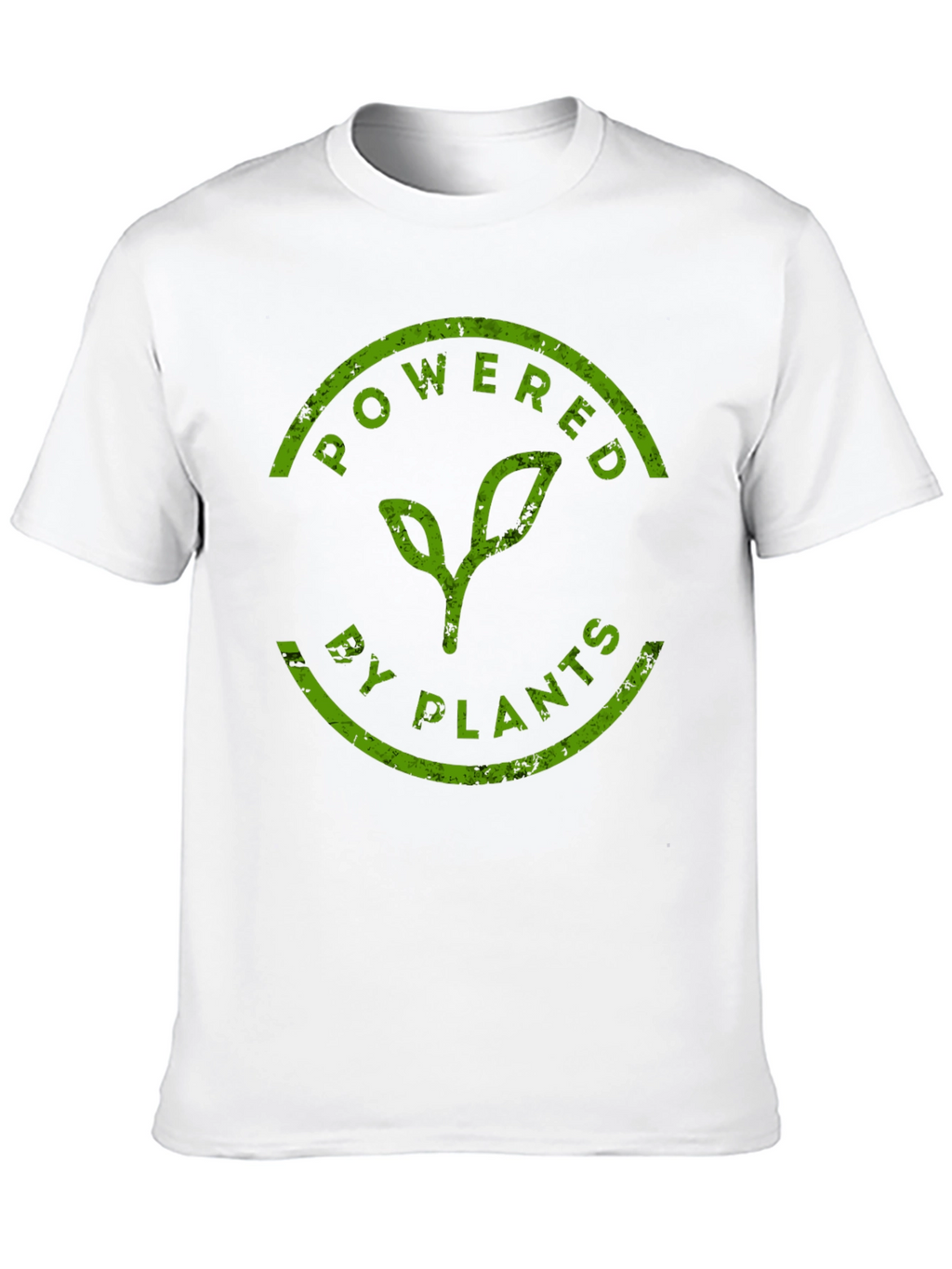 Powered By Plants T-Shirt - Green Print Black Tee