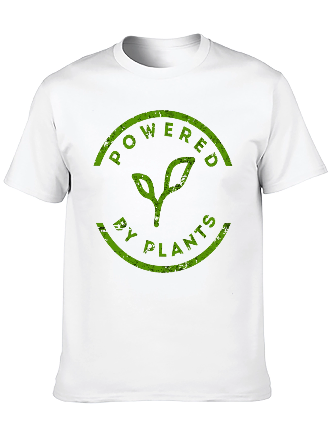 Powered By Plants T-Shirt - Green Print Black Tee